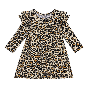 Posh Peanut- Lana Leopard 3/4 Sleeve Flutter Dress