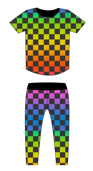 Rowdy Sprout- Rainbow Checker ss Bamboo Thermal Set