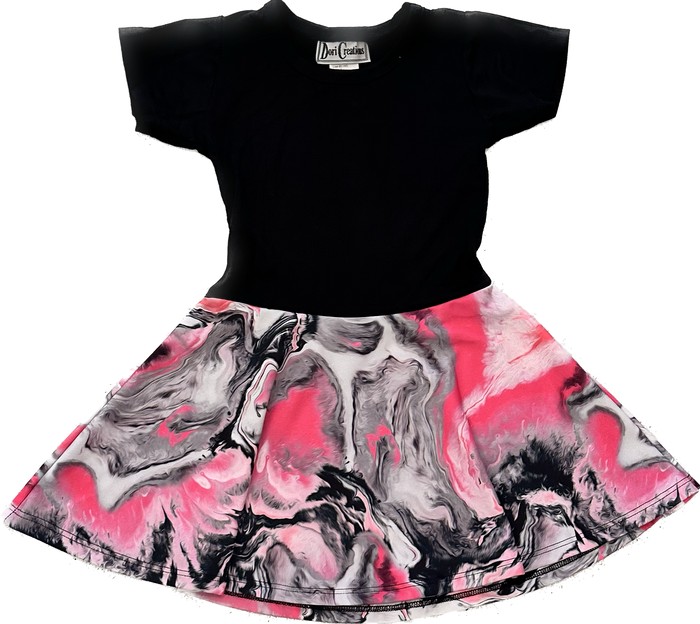 DORI CREATIONS - Black/Pink Marble dress