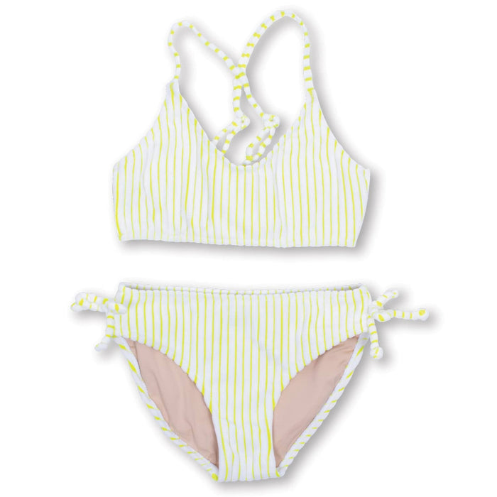 Shade Critters - Lemon Stripe Terry Girls Tie Back Bikini