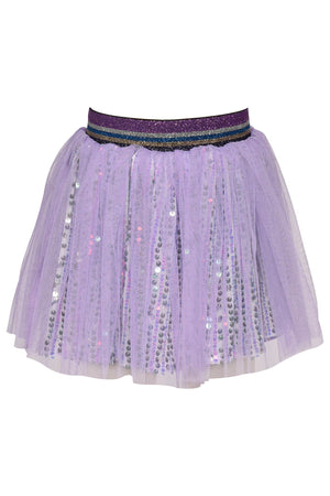 Baby Sara -  Purple Sequin Skirt With Mesh Overlay